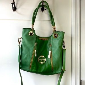 Imán Green Leather Hobo Purse Adjustable Straps